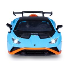 Lamborghini Huracán STO Diecast 1:32 blu incl. Pile a bottone