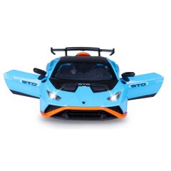 Lamborghini Huracán STO Diecast 1:32 blu incl. Pile a bottone