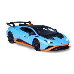 Lamborghini Huracán STO Diecast 1:32 blu incl. Pile a bottone