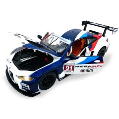 BMW M4 GT3 Diecast 1:24 bianco incl. Pile a bottone