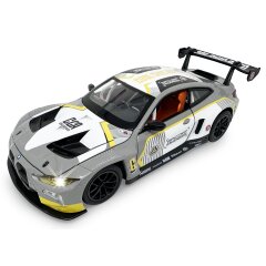 BMW M4 GT3 Diecast 1:24 grigio incl. Pile a bottone