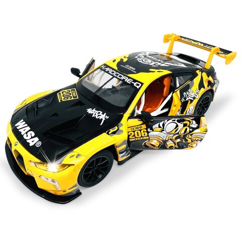 BMW M4 GT3 Diecast 1:24 amarillo incl. Pilas de botón