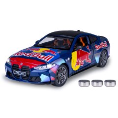 BMW M4 Diecast 1:24 blu incl. Pile a bottone