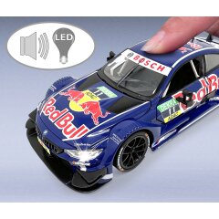 BMW M4 DTM Diecast 1:24 blu incl. Pile a bottone