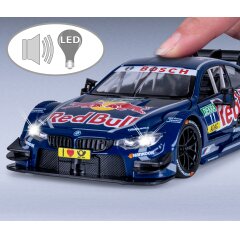 BMW M4 DTM Diecast 1:24 blu incl. Pile a bottone