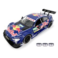BMW M4 DTM Diecast 1:24 blu incl. Pile a bottone