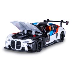 BMW M4 GT3 Diecast 1:32 bianco incl. Pile a bottone