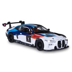 BMW M4 GT3 Diecast 1:32 bianco incl. Pile a bottone