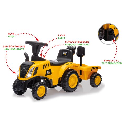 Rutscher Caterpillar Traktor mit Anhänger gelb 2in1