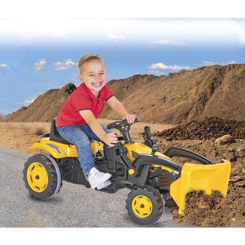 Trettraktor mit Frontlader Strong Bull gelb