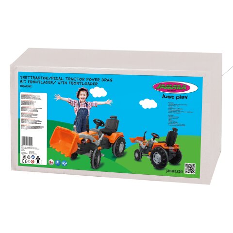 Trettraktor mit Frontlader Power Drag orange
