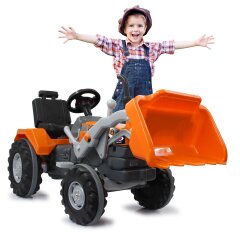 Pedal tractor with loader Power Drag orange