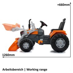 Pedal tractor with loader Power Drag orange