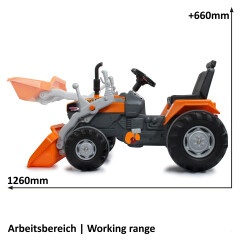 Trettraktor mit Frontlader Power Drag orange