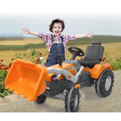 Trettraktor mit Frontlader Power Drag orange