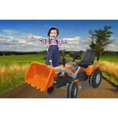 Trettraktor mit Frontlader Power Drag orange