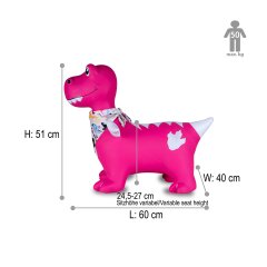 Bouncing animal Dino with wings HoppyDoo pink with pump