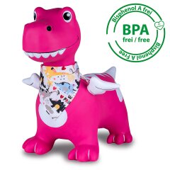 Bouncing animal Dino with wings HoppyDoo pink with pump
