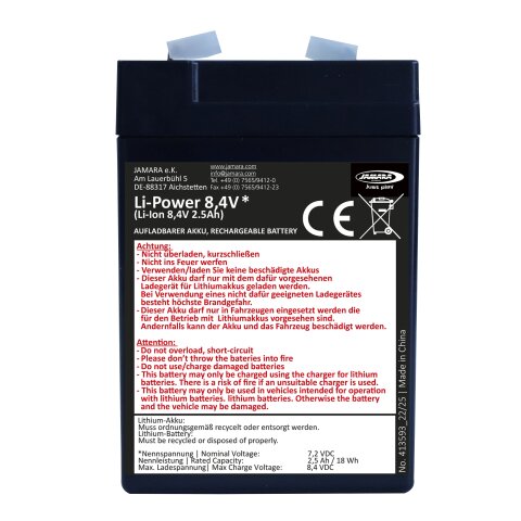 Batteria Ride-on Li-Power 8.4 Li-Ion 8,4V 2.5Ah 18Wh