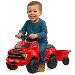 Correpasillo Shelby Ford F-150 Raptor con remolque rojo