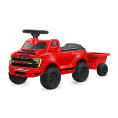 Correpasillo Shelby Ford F-150 Raptor con remolque rojo