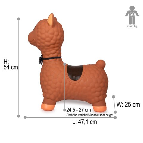 Hpftier Lama braun mit Pumpe