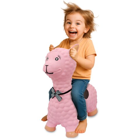 Bouncing Animal Lama HoppyDoo pink with pump