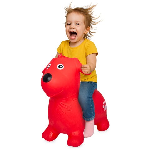Bouncing Animal dog HoppyDoo red with pump