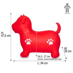 Bouncing Animal dog HoppyDoo red with pump
