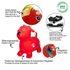 Bouncing Animal dog HoppyDoo red with pump