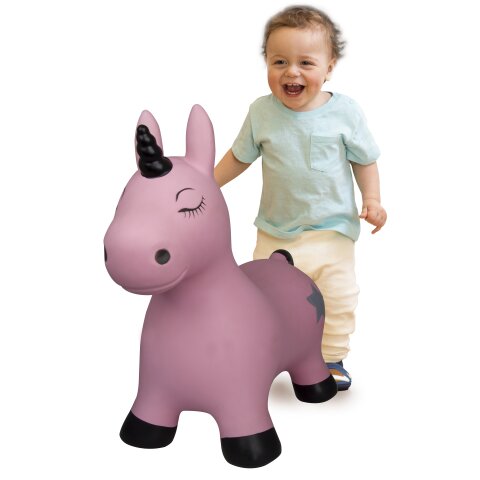 Animal rebondissante Licorne rose vif avec pompe