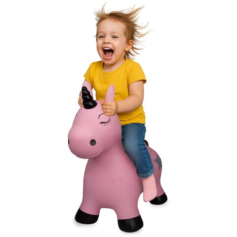Bouncing Animal Unicorn HoppyDoo pink with pump