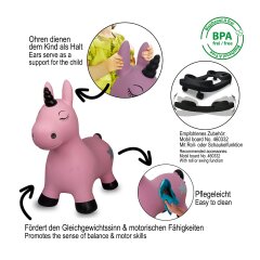 Animale salterino Unicorno rosa fucsia con pompa