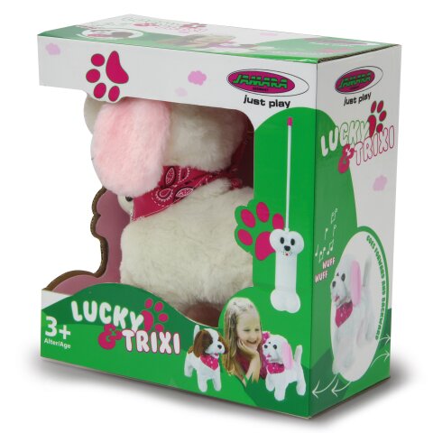 Trixi RC Plschhund Weiss/Rosa 27MHz