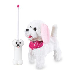 Trixi RC chien en peluche blanc/Rosa 27MHz