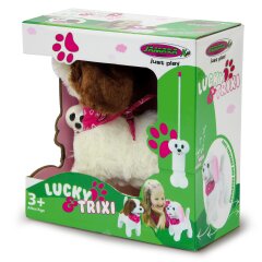 Lucky RC chien en peluche blanc/marron 27MHz