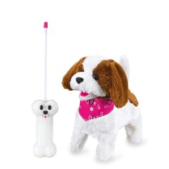 Lucky RC chien en peluche blanc/marron 27MHz