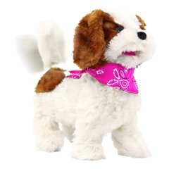 Lucky RC chien en peluche blanc/marron 27MHz