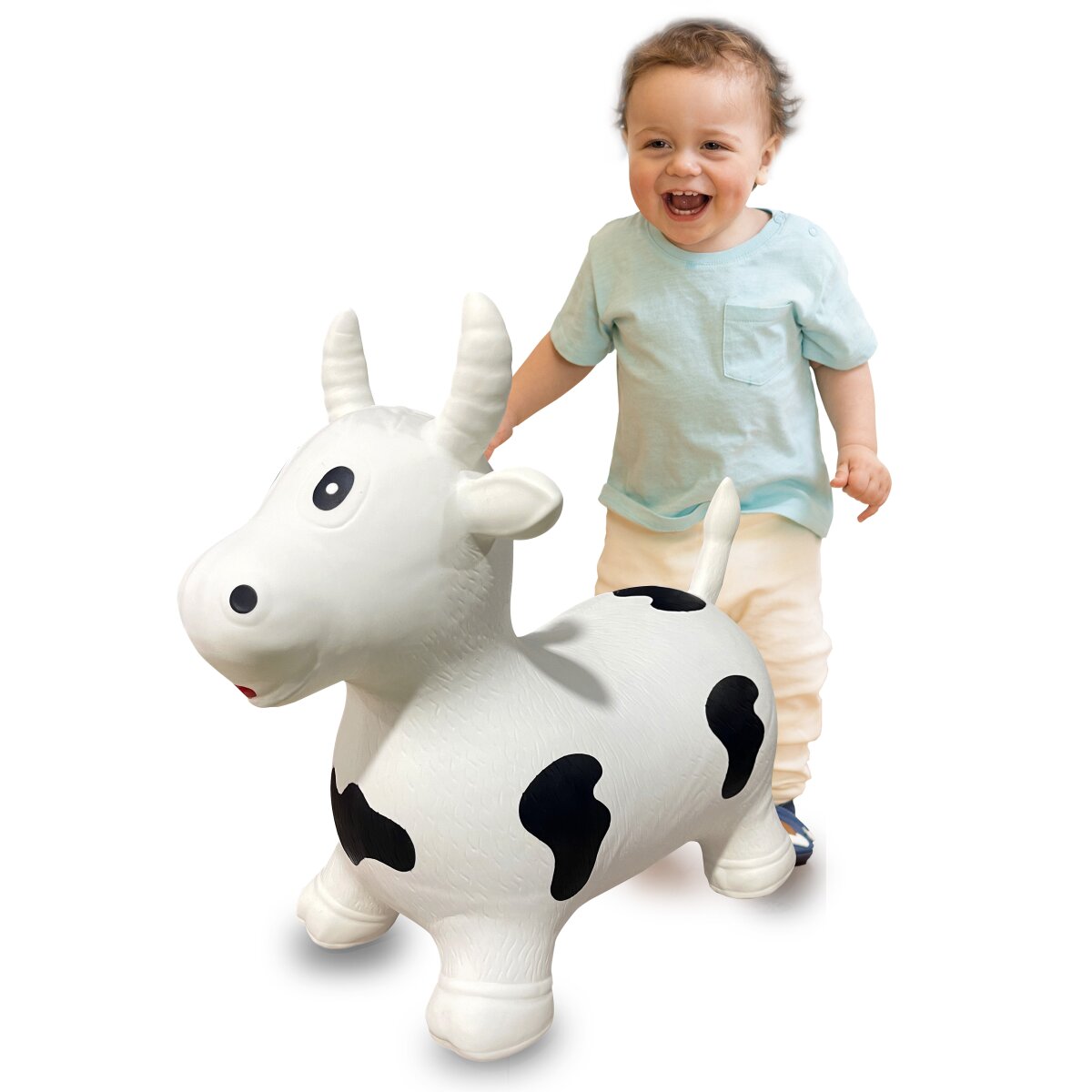 Bouncing Animal Cow white black with pump