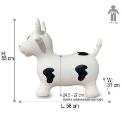 Animal saltarín Vaca HoppyDoo blanco/ negro con bomba