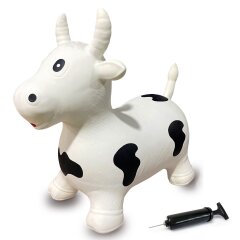 Animal saltarín Vaca HoppyDoo blanco/ negro con bomba