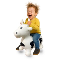 Animale salterino Mucca HoppyDoo bianco/nero con pompa