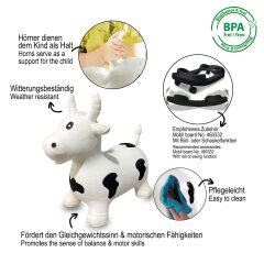 Bouncing Animal Cow HoppyDoo white/black with pump