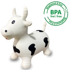 Bouncing Animal Cow HoppyDoo white/black with pump