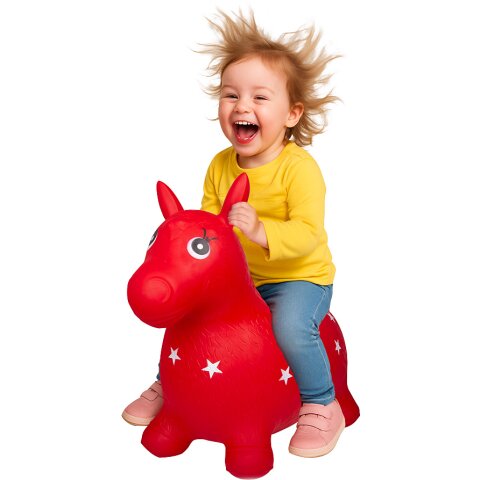 Bouncing Animal Horse HoppyDoo red with pump