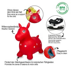 Animal saltarín Caballo HoppyDoo rojo con bomba