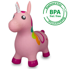 Animal rebondissante licorne multicolore avec pompe