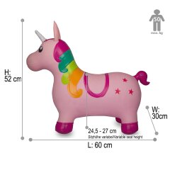 Animal saltarín Unicornio colorido con bomba