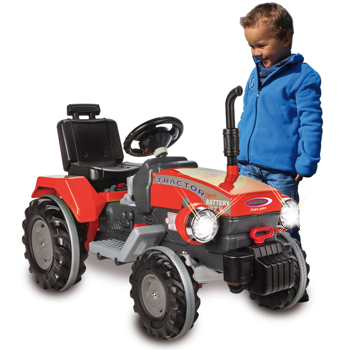 red ride on tractor toy