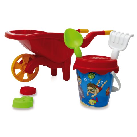 Sandbox Set with wheelbarrow red 6-part